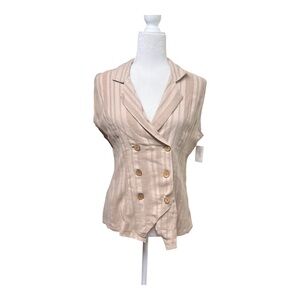 Vintage Deadstock Tan Double-Breasted Woven Tank Top